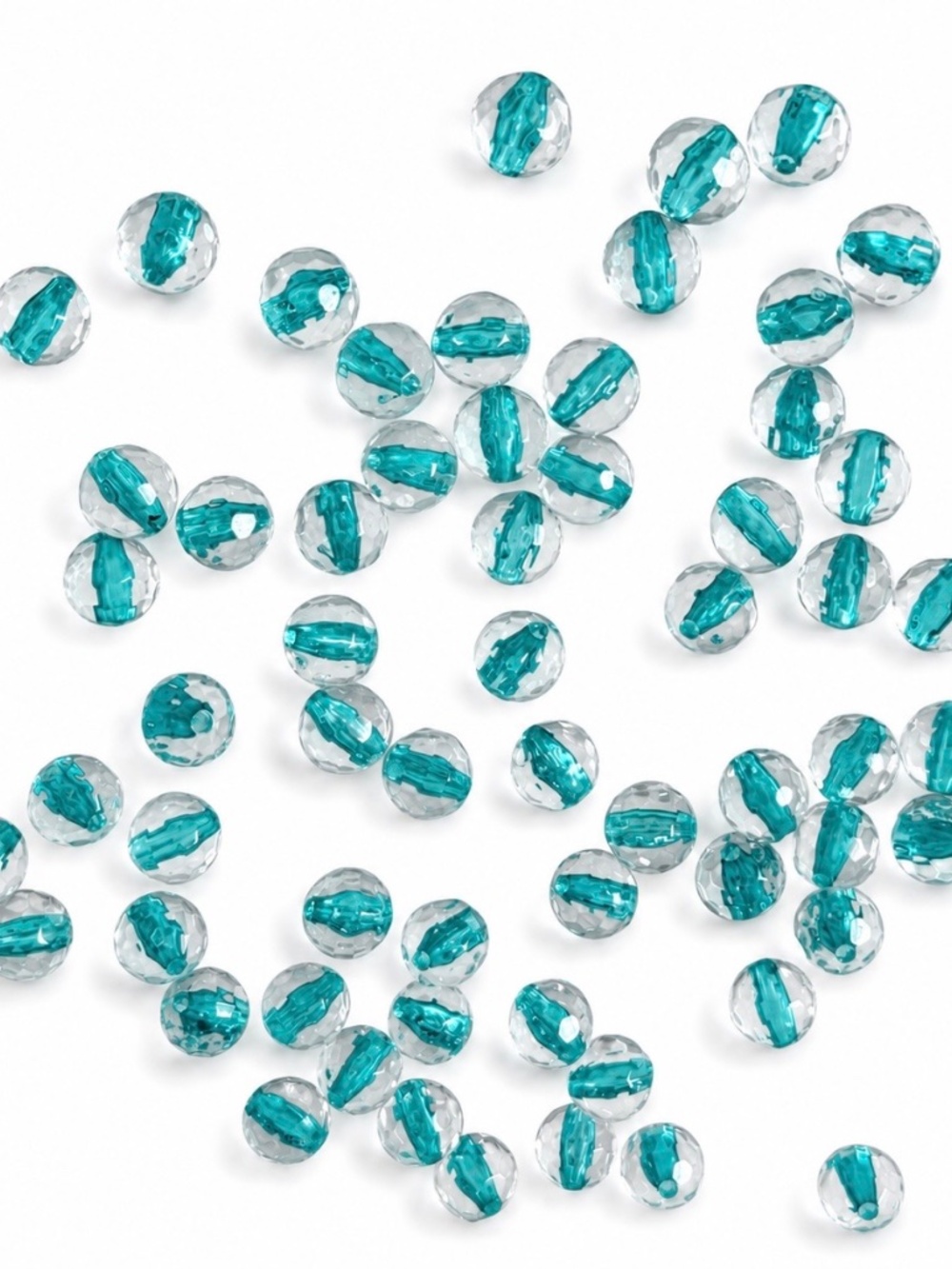 Large pack of 300 transparent dark turquoise acrylic beads with a beautiful face